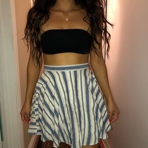 linen striped skater skirt